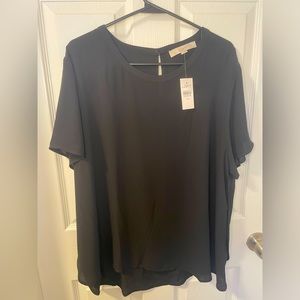 NWT XXL Loft Black Short Sleeve Blouse